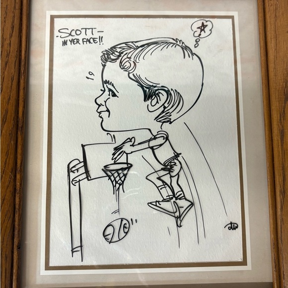 Vintage Framed Basketball Sketch - Picture 2 of 5